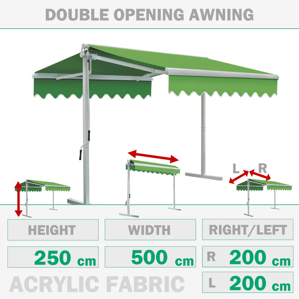 Тента с двойно отваряне 500x200+200 cm