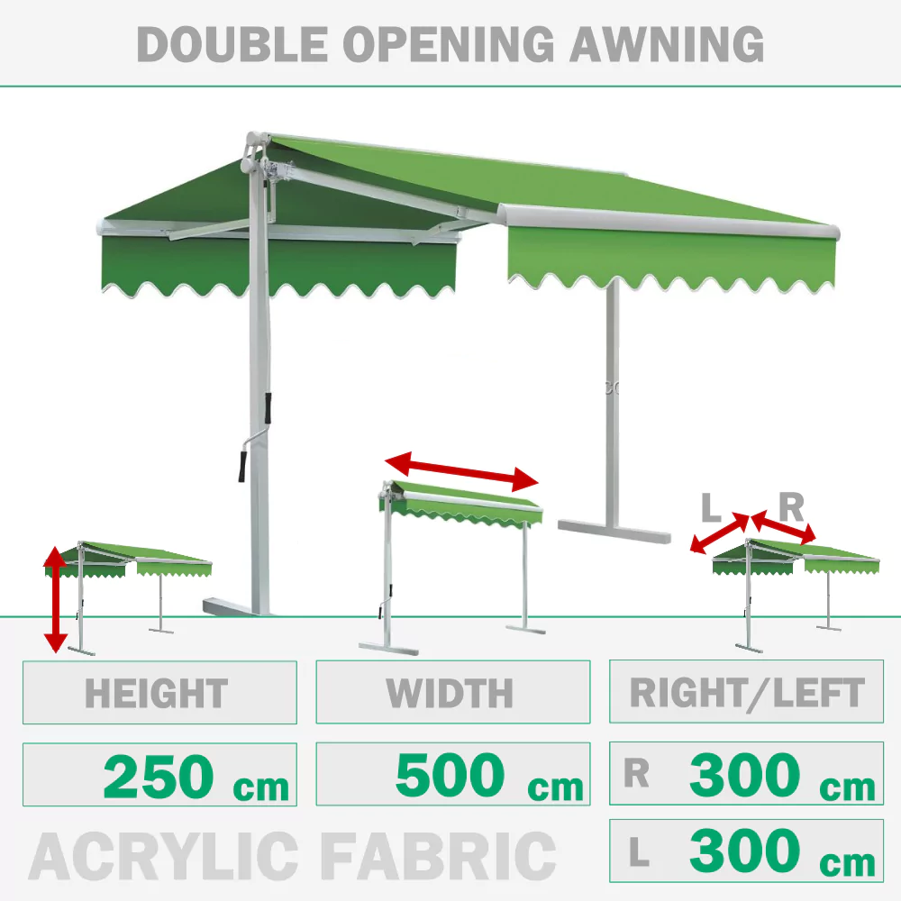 Тента с двойно отваряне 500x300+300 cm