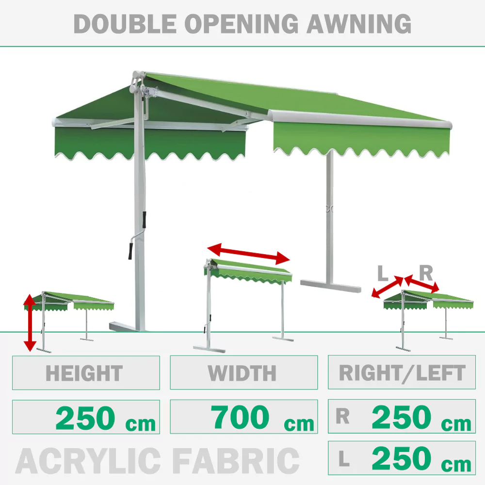 Тента с двойно отваряне 700x250+250 cm