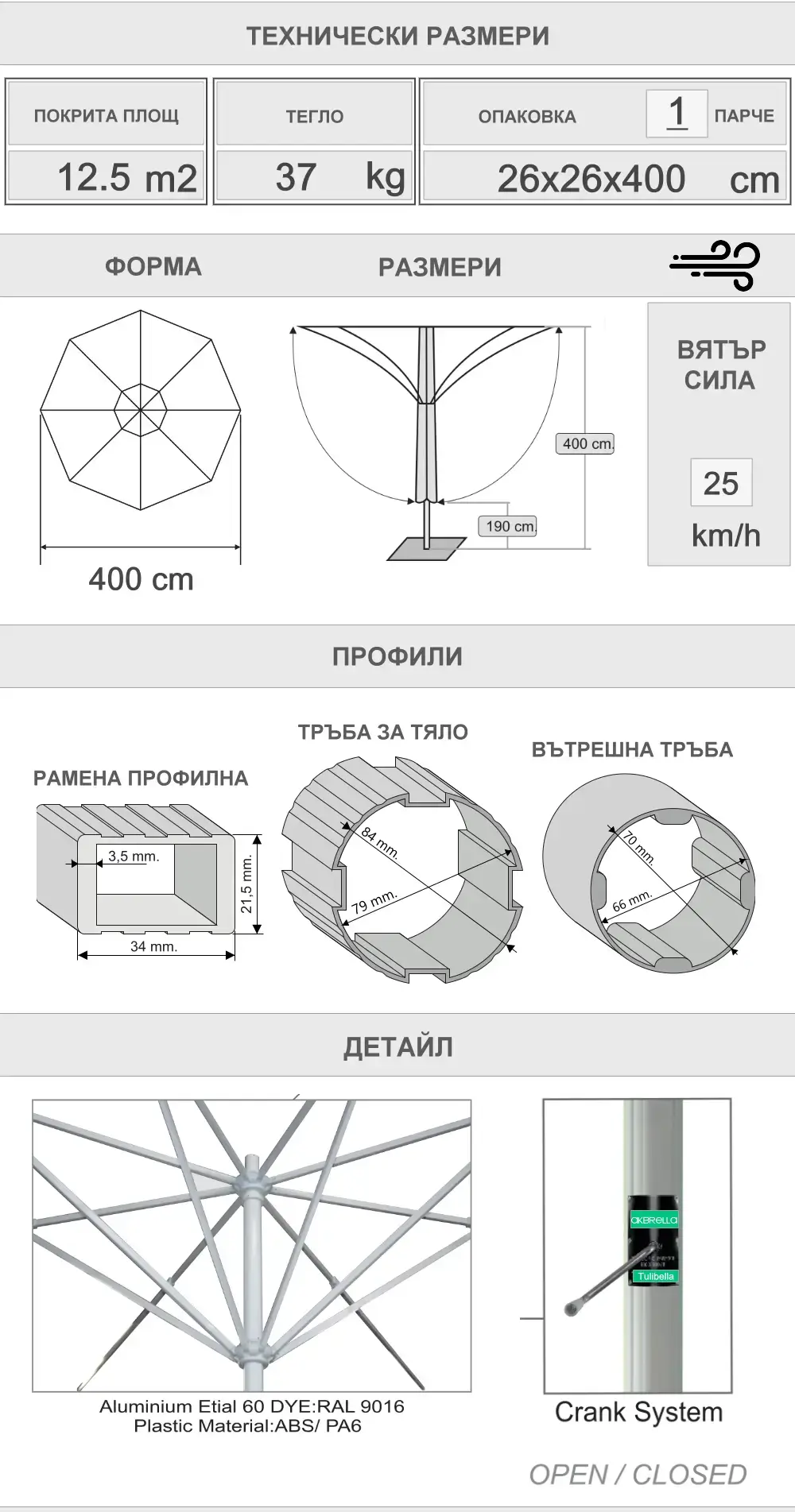 Детайл чадър лале