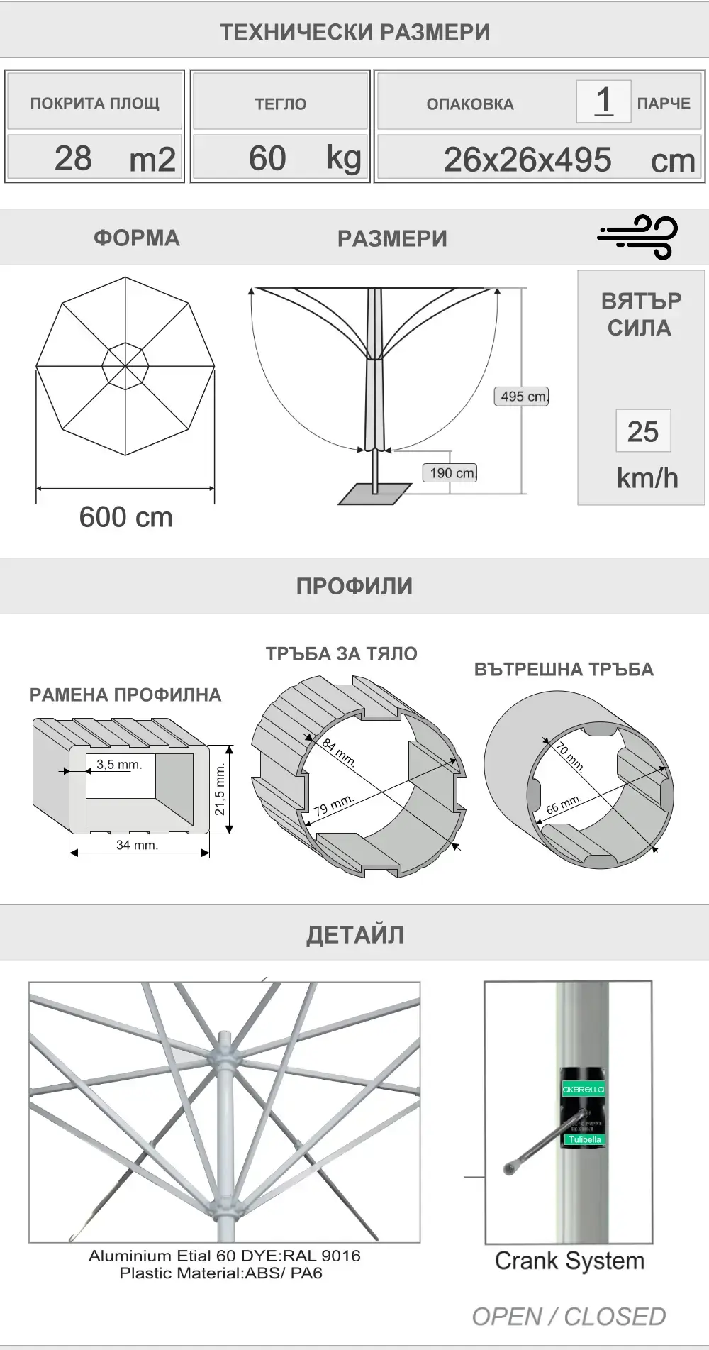 Детайл чадър лале