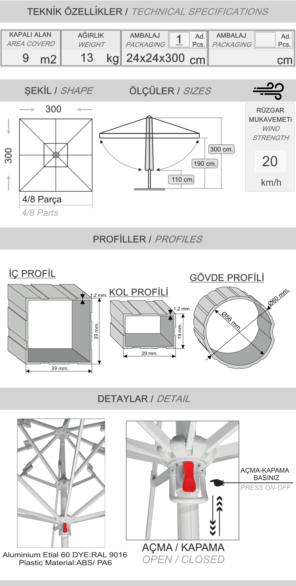 300x300 Manueller Teleskopschirm