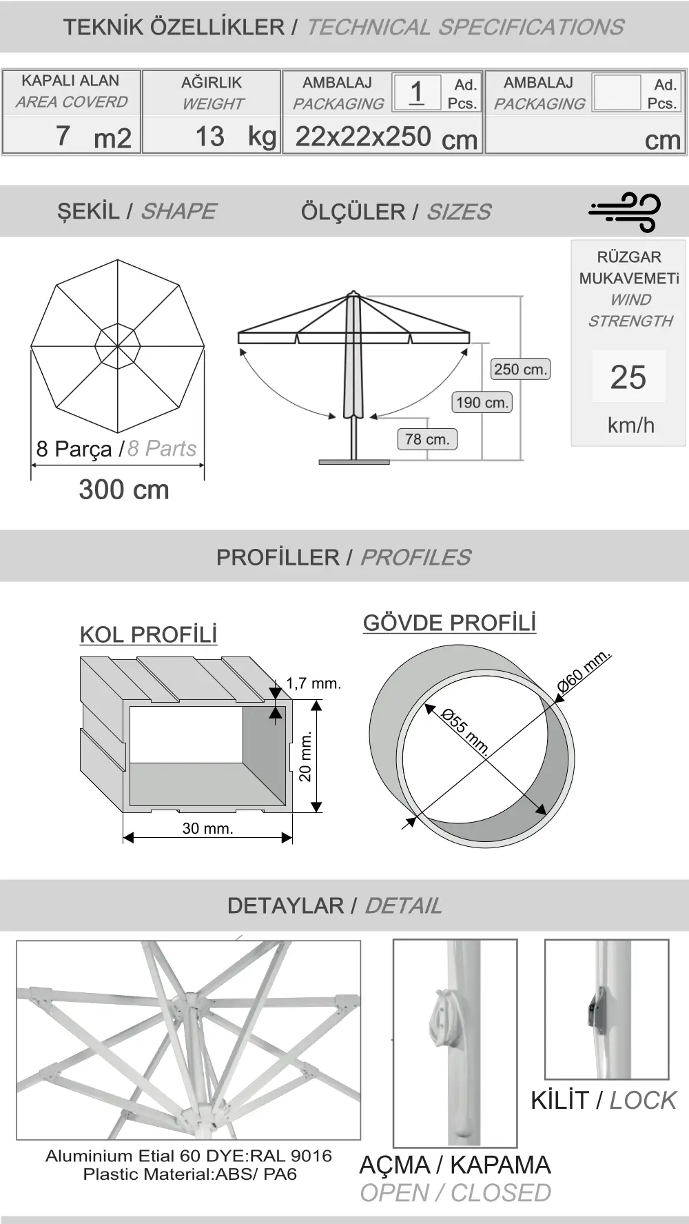 300 Maxi bond Sonnenschirm