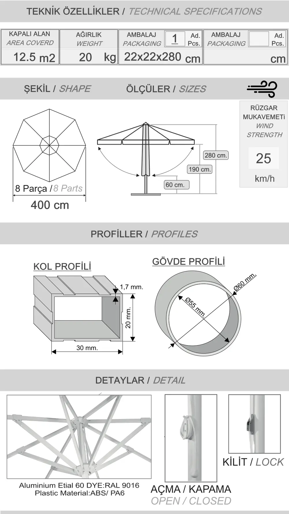 400 Maxi bond Sonnenschirm