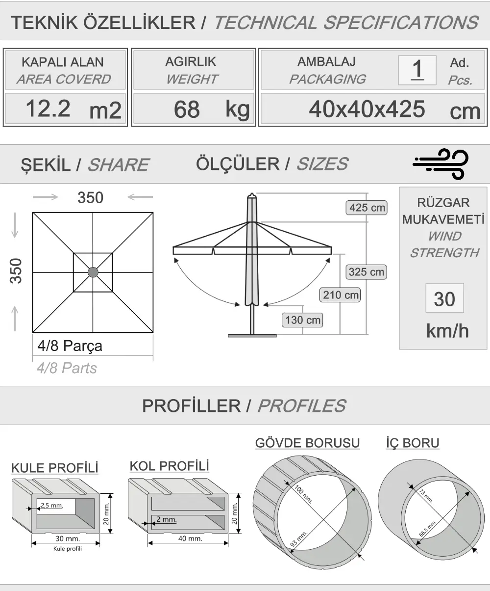 350x350 Silberner Teleskopschirm