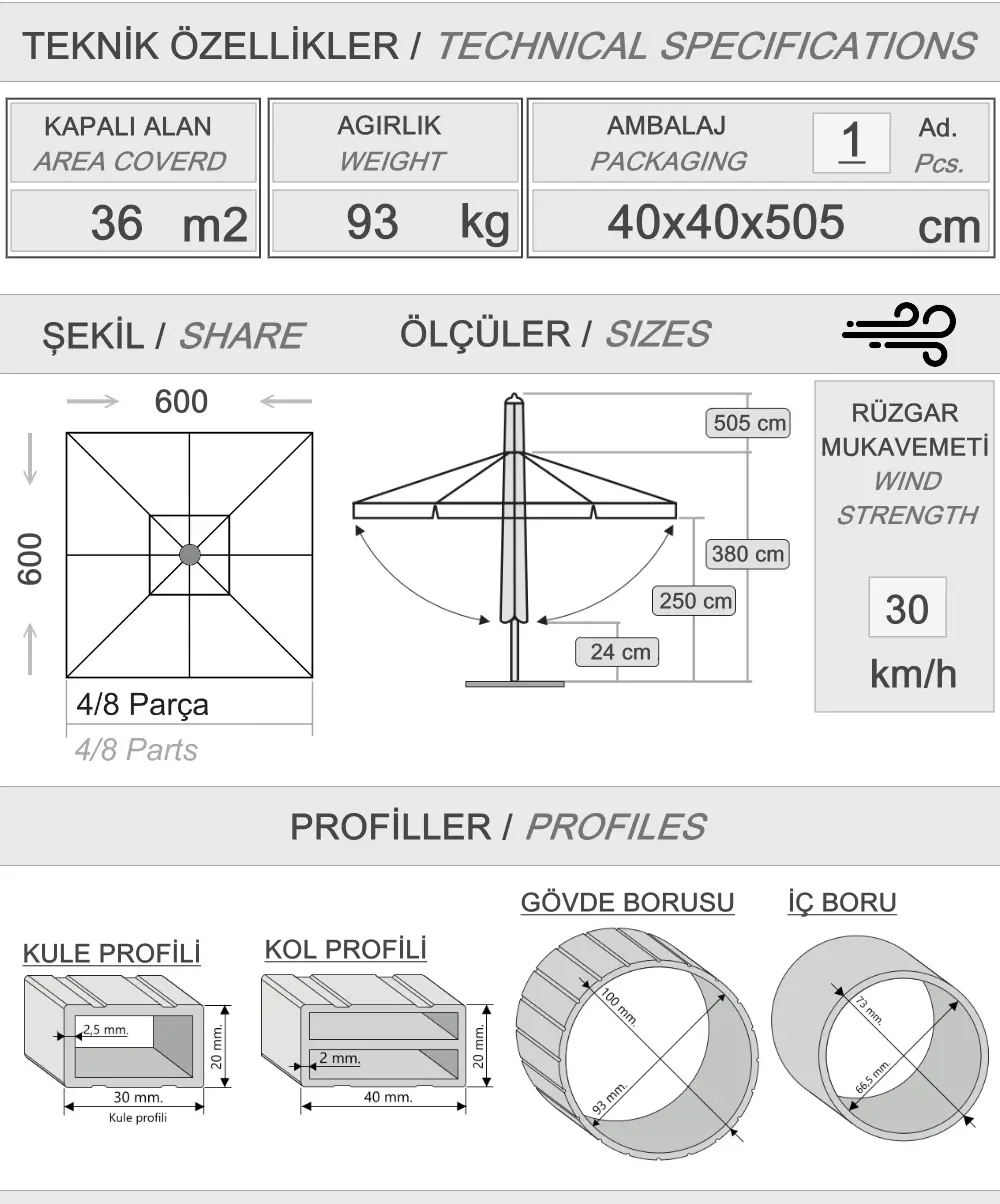 600x600 Silberner Teleskopschirm