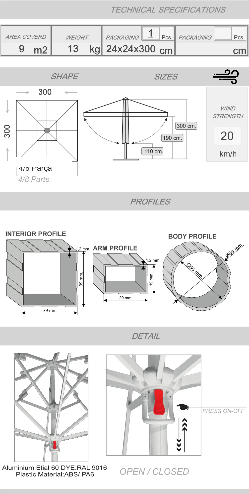 300x300 Manual telescopic umbrella