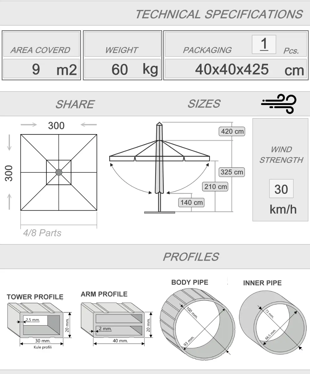 300x300 Silver telescopic umbrella