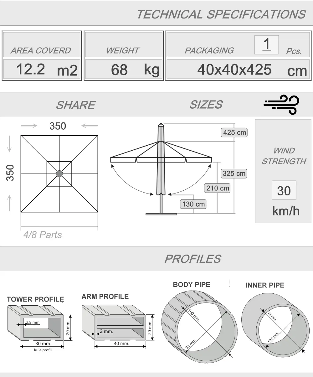 350x350 Silver telescopic umbrella