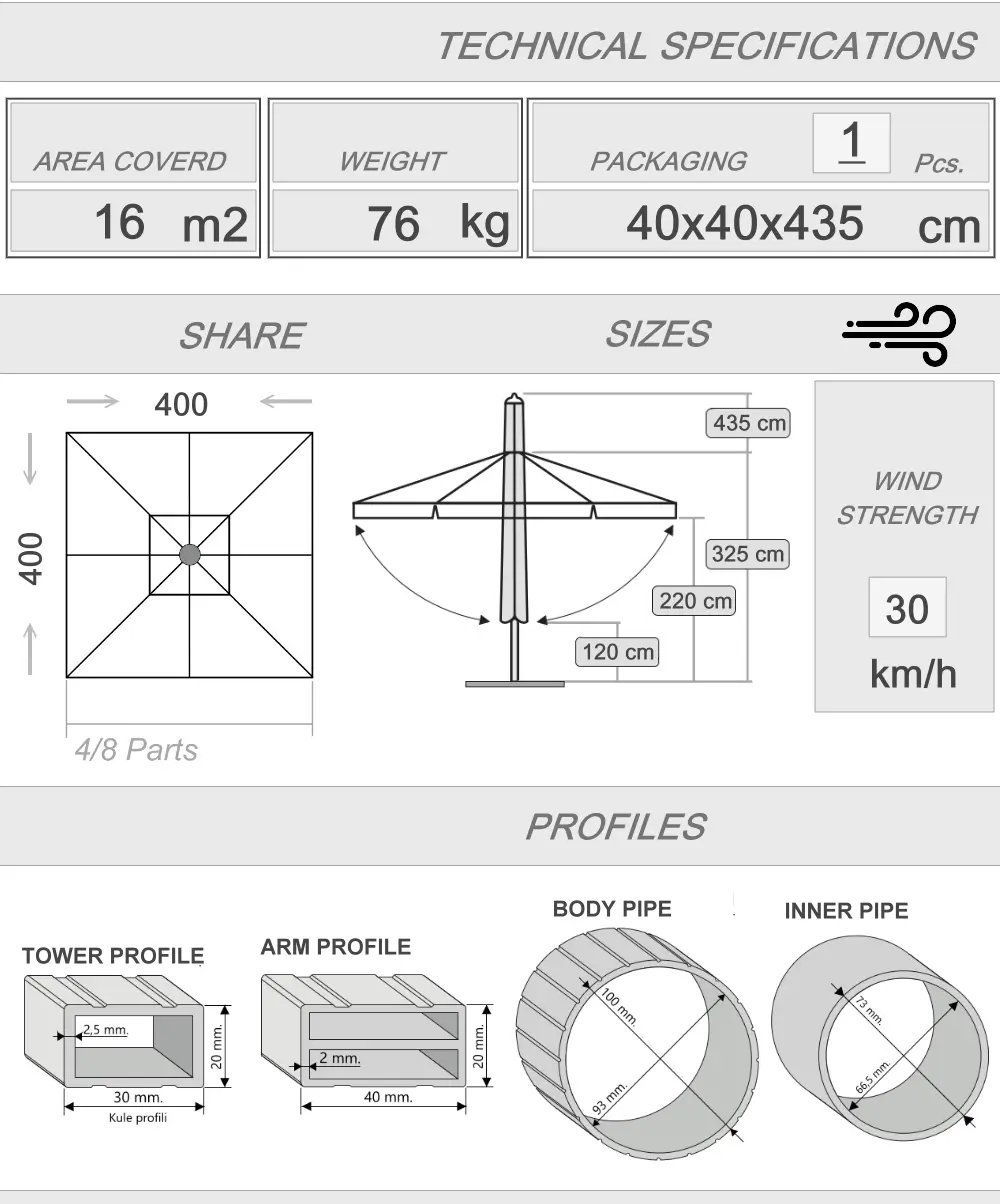 400x400 Silver telescopic umbrella