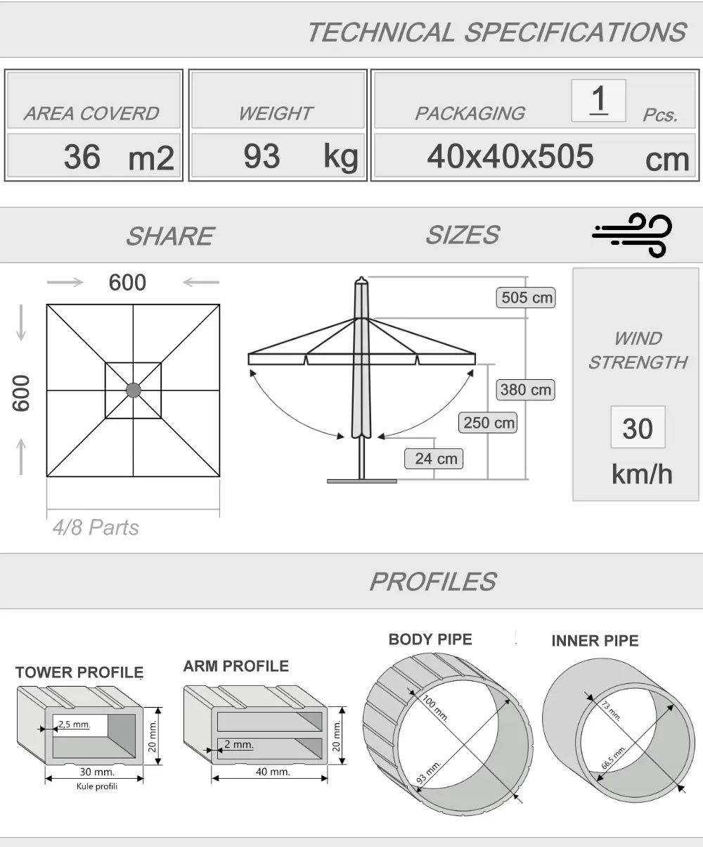 500x600 Silver telescopic umbrella