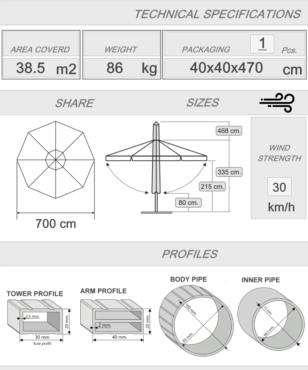 700 Silver telescopic umbrella