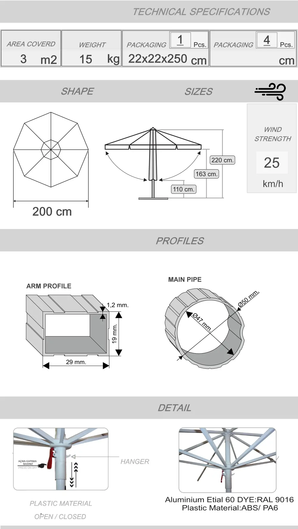 Sunminyum pool umbrella