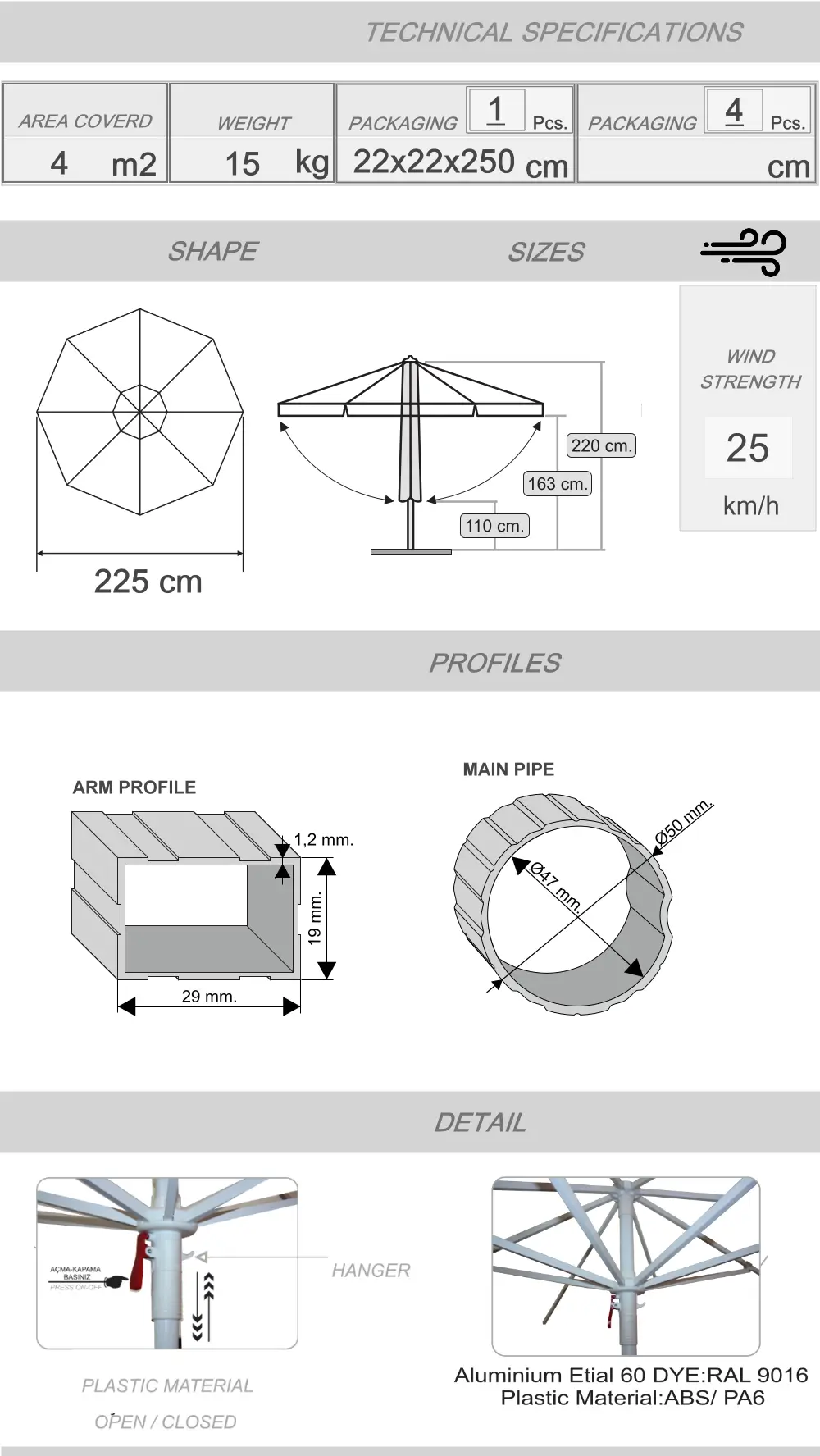 Sunminyum pool umbrella