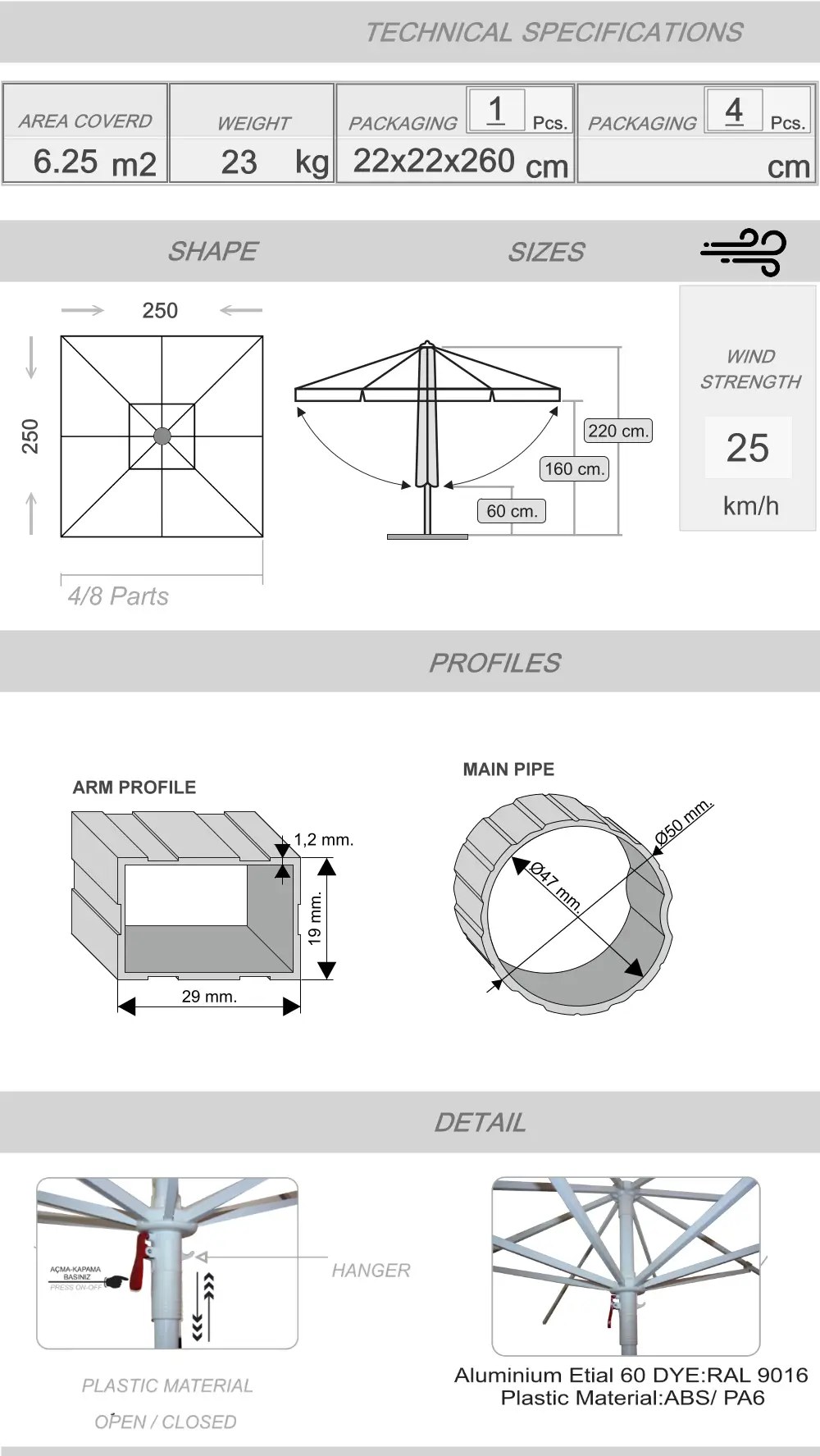 Sunminyum pool umbrella