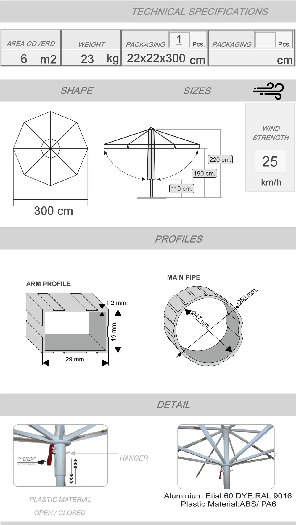 Sunminyum pool umbrella