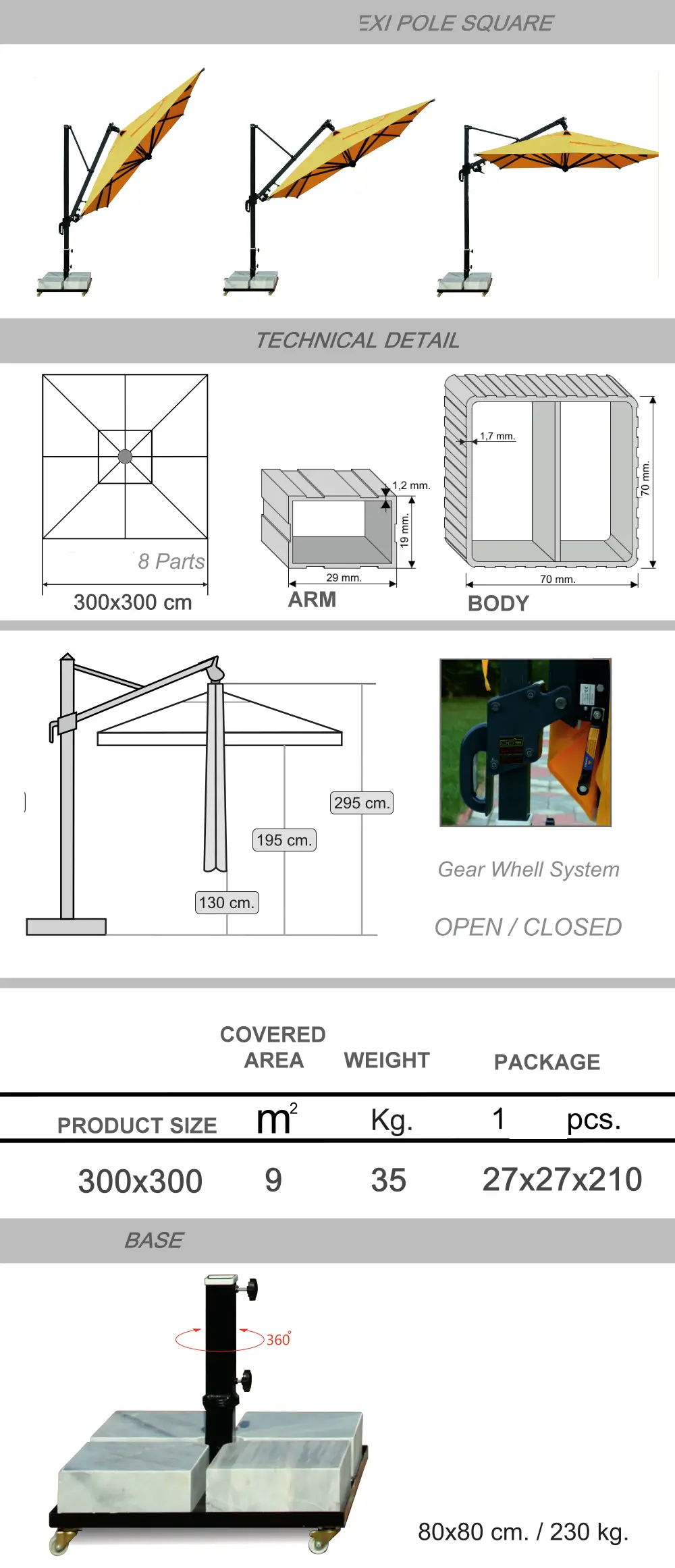 FlexiPole Umbrella Size