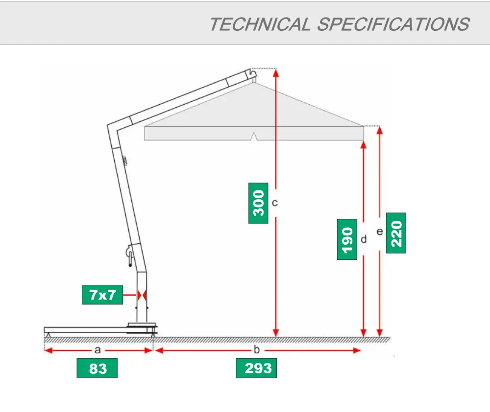 Steel side body umbrella