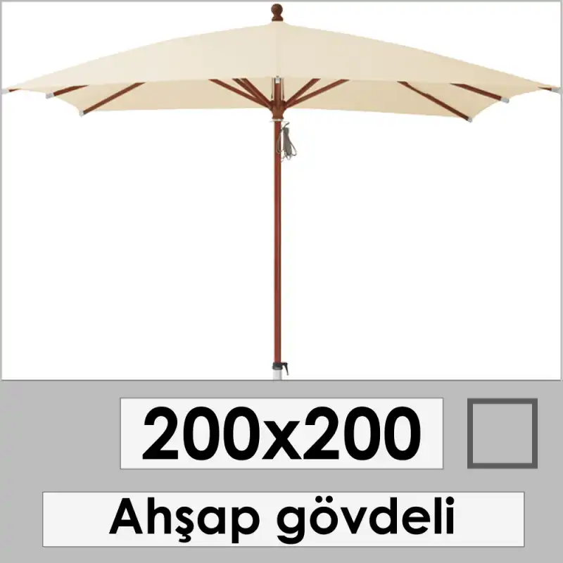 200x200 Parasol carré en bois