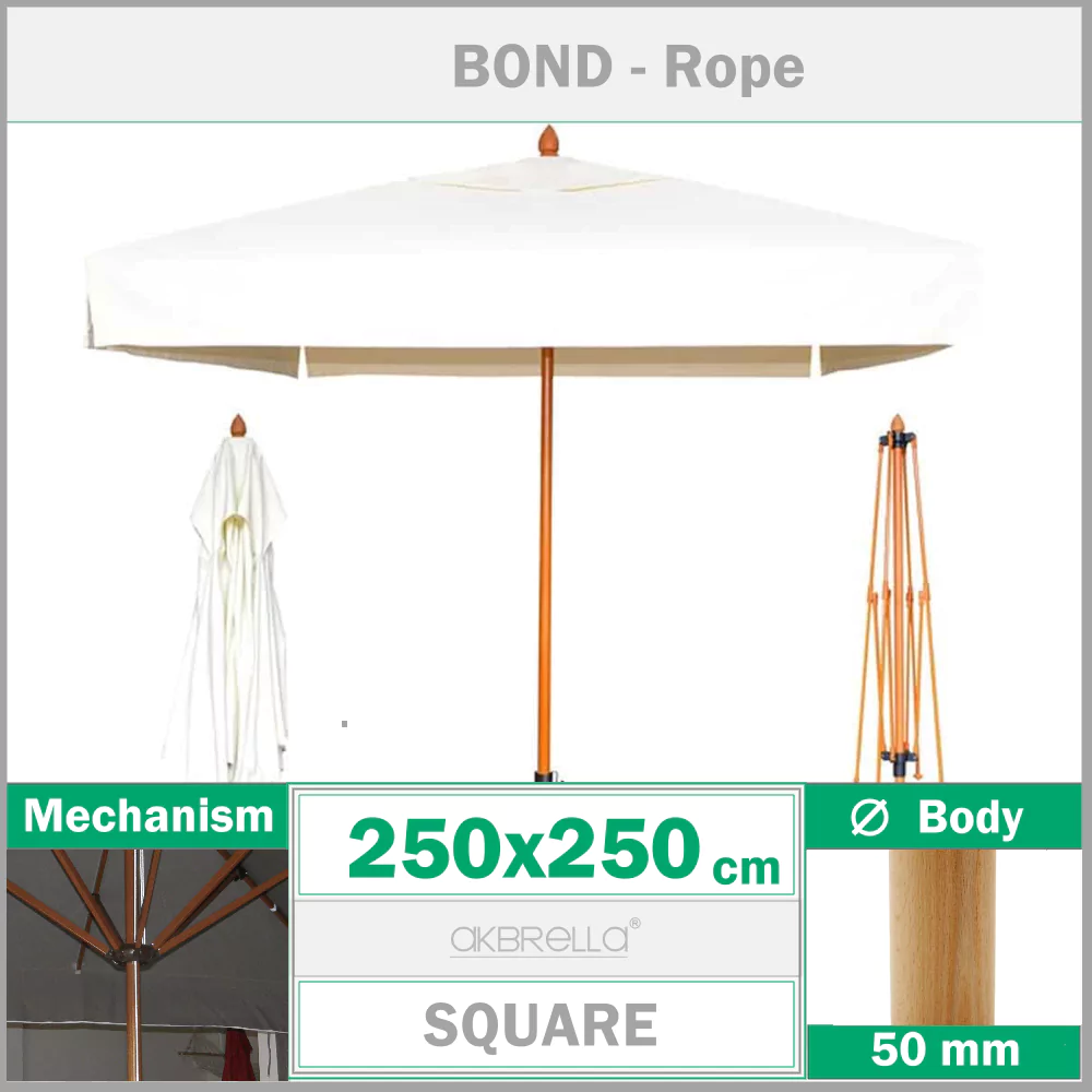 250x250 Parasol carré en bois