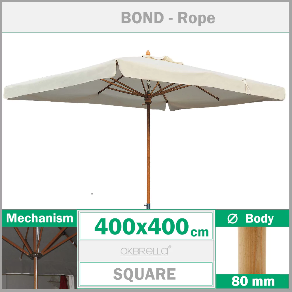 400x400 Parasol carré en bois