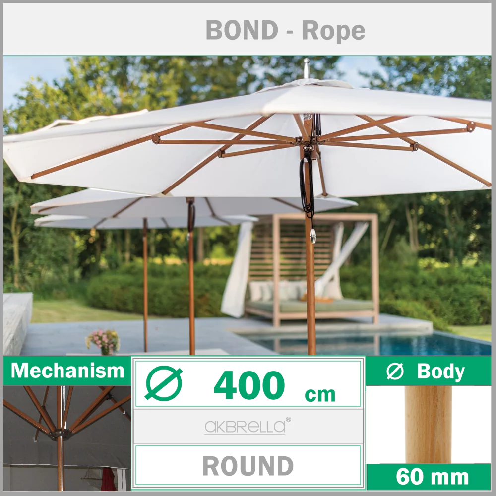 Parapluie rond en bois 400 cm