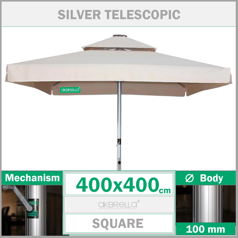 400x400 Silver teleskopik parapluie