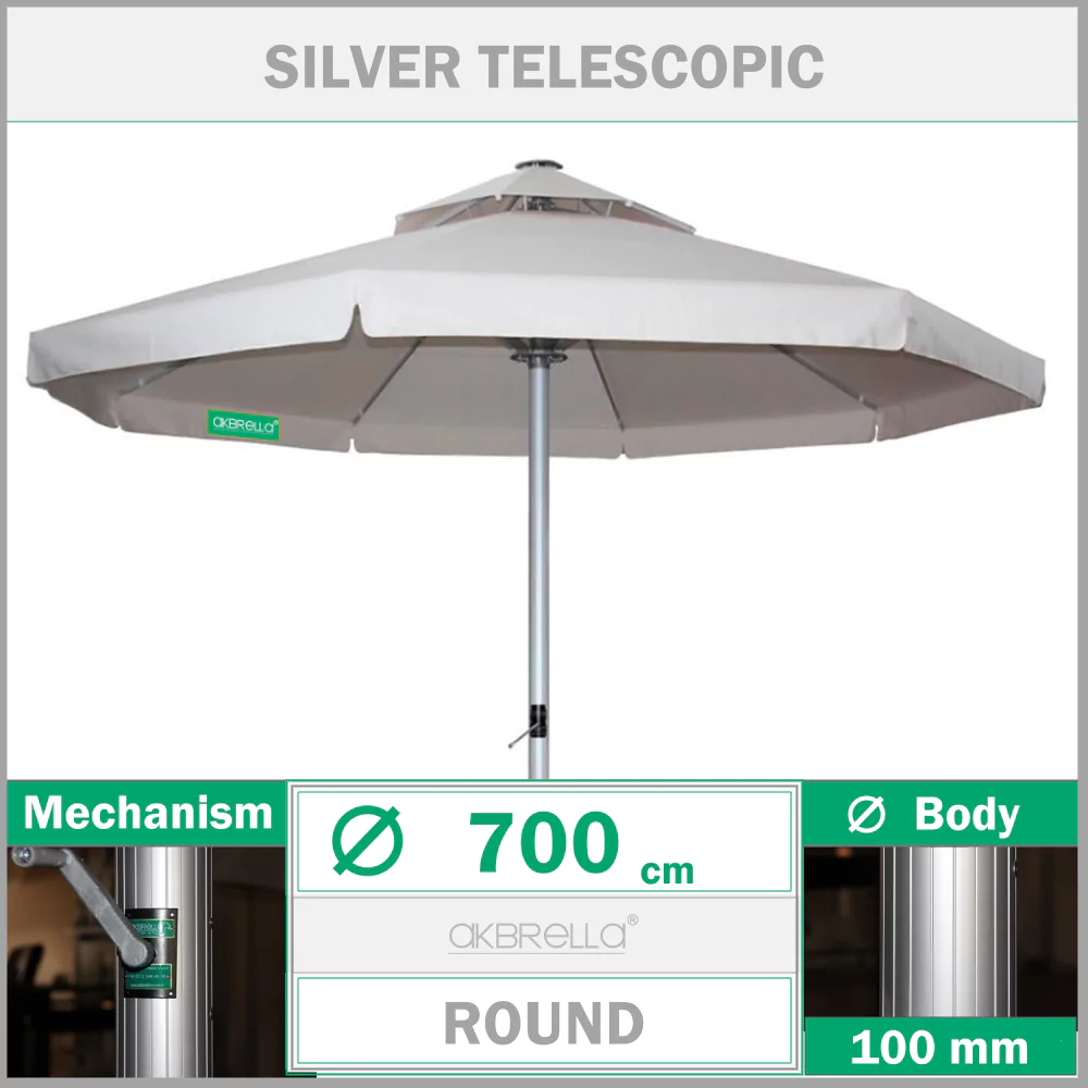 700 Silver teleskopik parapluie