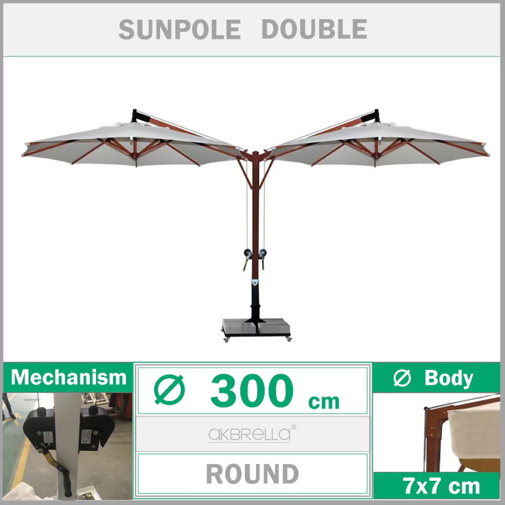 Parapluie latéral 300cm Sunpole Double