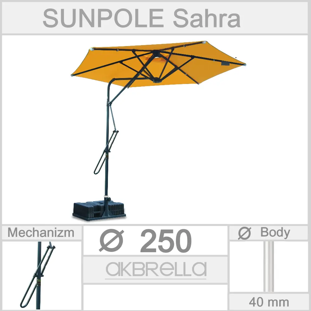 Бүйір корпусы бар қолшатыр 250 cm Sahra Sunpole