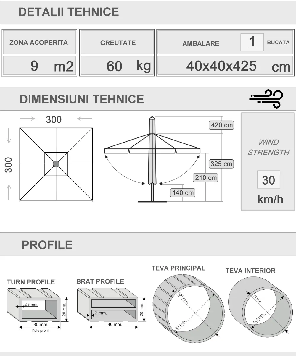 300x300 Umbrelă telescopică argintie