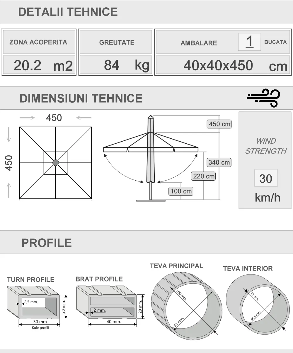 450x450 Umbrelă telescopică argintie