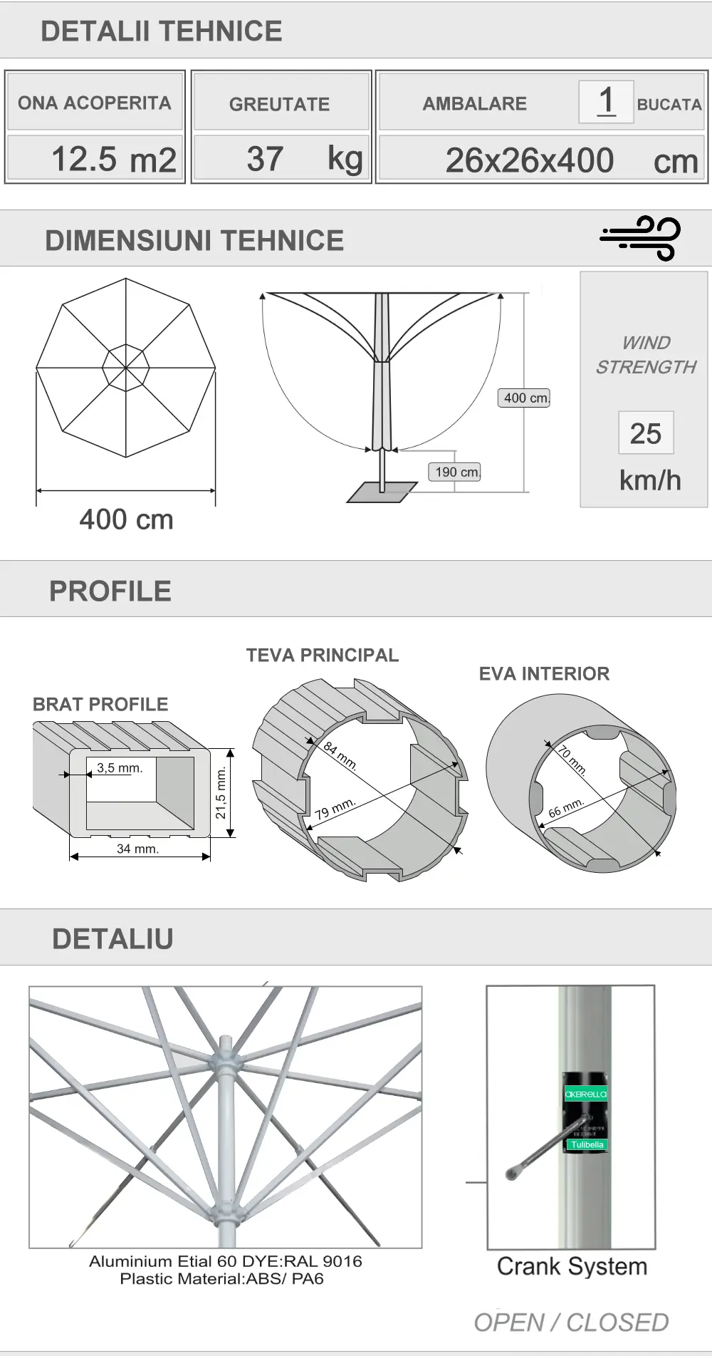 Detaliu umbrelă lalea